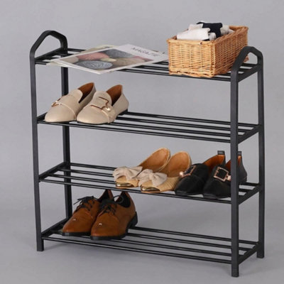  - 4 Tier Metal Shoe Rack Shoe Storage Organiser Stackable Holds 9 To 12 Pairs Upright Or Upside Down