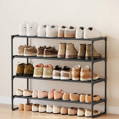  - 4 Tier Metal Shoe Rack Storage Organiser Stackable Shelf Holds 16 To 20 Pairs For Hallway