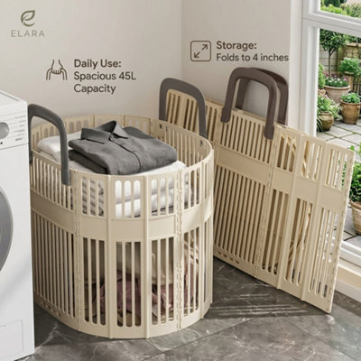  - Extra Large Foldable Laundry Hamper With Handles Collapsible Dirty Clothes Basket For Bathroom And Bedroom
