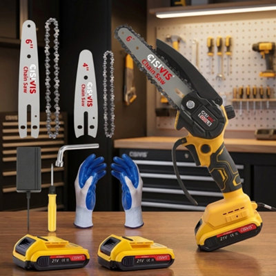  - 21V Cordless Garden Pruning Saw Kit With Dual Rechargeable Batteries Compact Outdoor Maintenance Tool