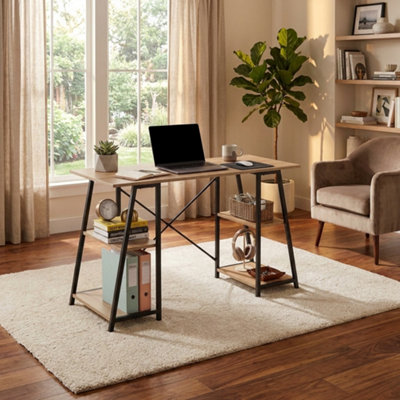 B&Q Modern Computer Desk With Storage Shelves ,home Office Writing Desk For Work, Study And  Everyday Use