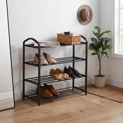  - 4 Tier Shoe Rack Shoe Storage Organiser Metal Storage Stand Stackable Rack For 9 To 12 Pairs Hallway