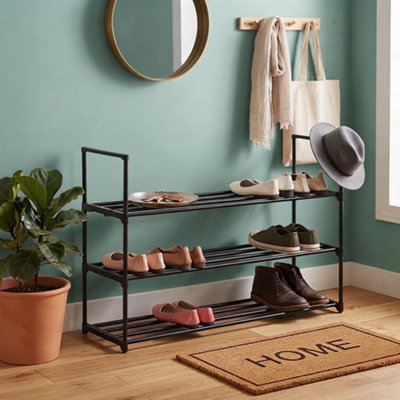  - 3 Tier Shoe Rack Shoe Storage Organiser Metal Storage Rack Stackable For 12 To 15 Pairs Hallway