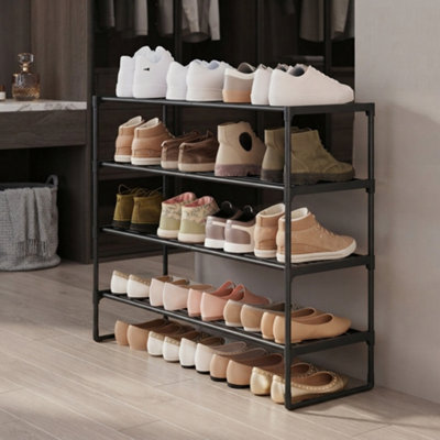  - 4 Tier Shoe Rack Shoe Storage Organiser Metal Stackable Shelf Holds 16 To 20 Pairs For Hallway