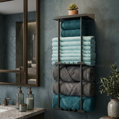  - Wall Mounted Towel Rack Self Adhesive Adjustable Bathroom Towel Holder