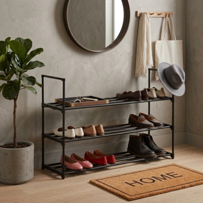  - 3 Tier Metal Shoe Rack Storage Organiser Stackable Holds 12 To 15 Pairs