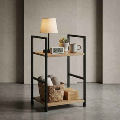  - Small Side Table Narrow End Table Slim Nightstand 29 X 23.5 X 48Cm Oak