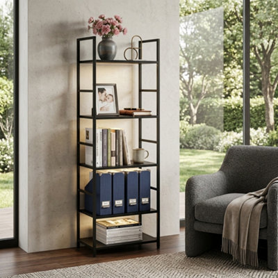  - 4 Tier Bookshelf Bookcase Shelving Unit 29 X 23.5 X 112Cm Black