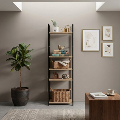  - 4 Tier Bookshelf Bookcase Shelving Unit 29 X 23.5 X 112Cm Oak