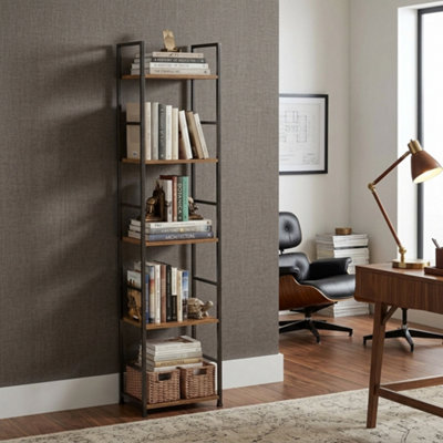  - 5 Tier Wooden Bookshelf Bookcase Shelving Unit 30 X 23.5 X 144Cm