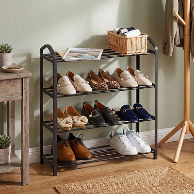  - 4 Tier Metal Shoe Rack Stackable Storage Organiser Holds 12 Pairs For Hallway