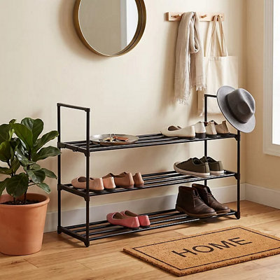  - 3 Tier Metal Shoe Rack Stackable Storage Organiser Holds 15 Pairs For Hallway