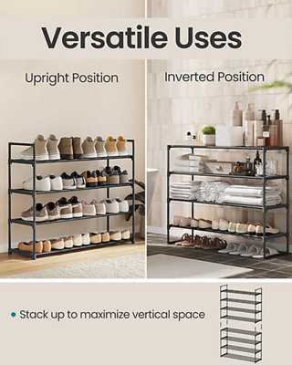  - 4 Tier Metal Shoe Rack Stackable Storage Organiser Holds 20 Pairs For Hallway