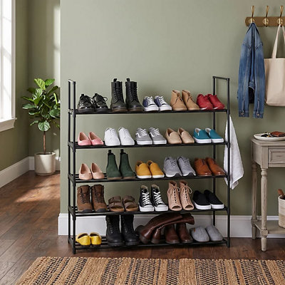  - 5 Tier Metal Shoe Rack Stackable Storage Organiser Holds 23 Pairs For Hallway Bedroom
