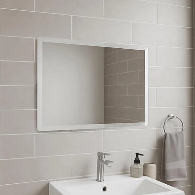  - 600X450 Frameless Bevelled Edge Bathroom Wall Mirror Sleek Rectangular Design For Portrait Or Landscape Hanging