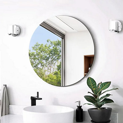  - 40Cm Round Frameless Wall Mirror For Bathroom Vanity Entryway
