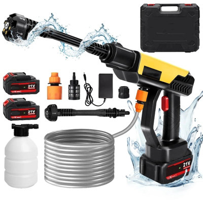  - 21V Cordless High Pressure Washer With 2 Batteries Portable Car Jet Wash
