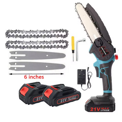  - 21V 6 Inch Mini Cordless Chainsaw With 2 Batteries Electric Hand Saw