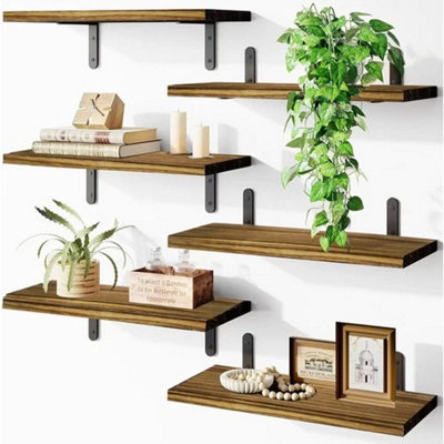  - 5Piece Rustic Shelves Floating Shelves Wall Mounted