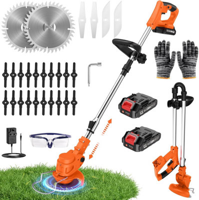 - 21V Cordless Grass Trimmer With 2 Batteries Garden Strimmer Edger