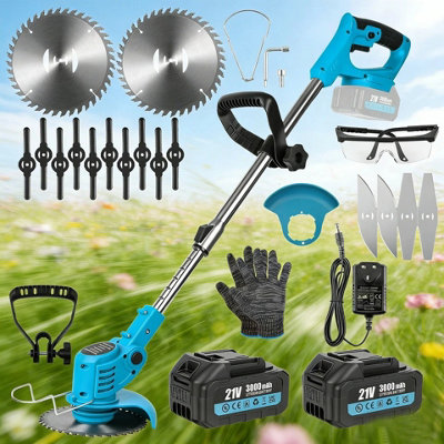  - 21V Cordless Grass Trimmer Garden Strimmer With 2 Batteries
