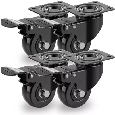  - 50mm Heavy Duty Swivel Castor Wheels Pu Furniture Trolley Casters 200Kg