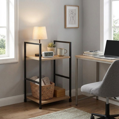  - Small Narrow Side Table Slim End Table Oak Colour 29 X 23.5 X 48 Cm