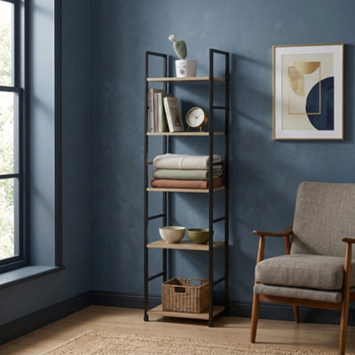  - 4 Tier Bookshelf Storage Shelving Unit Oak 29 X 23.5 X 112 Cm