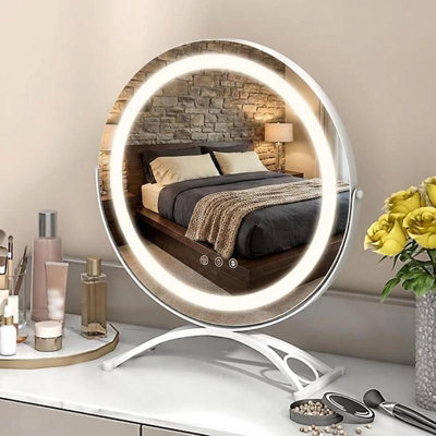  - Led Vanity Mirror 40Cm With Lights 3 Colour Dimmable 360 Rotating Memory Function White