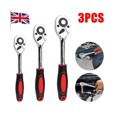  - 3Pcs Reversible Ratchet Handle Socket Wrench Set