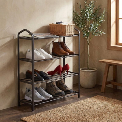  - 4 Tier Metal Shoe Rack Stackable Shoe Storage Organiser For 9 To 12 Pairs