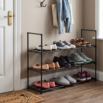  - 3 Tier Metal Shoe Rack Stackable Shoe Storage Organiser For 12 To 15 Pairs
