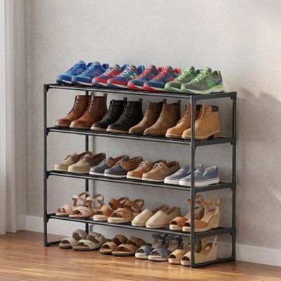  - 4 Tier Metal Shoe Rack Stackable Shoe Storage Organiser For 16 To 20 Pairs