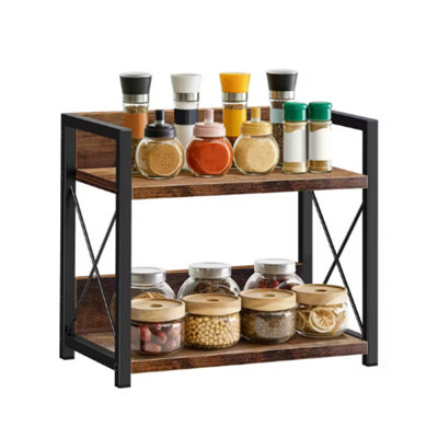  - 2 Tier Metal Spice Rack Kitchen Countertop Storage Shelf