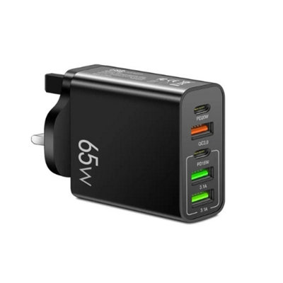 B&Q 65W Multi Port Fast Usb Wall Charger Uk Plug Adapter
