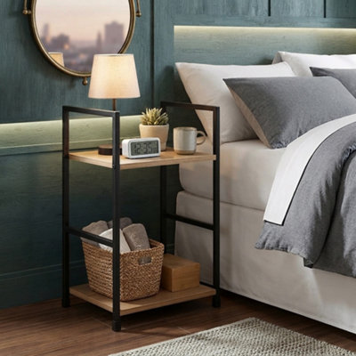  - Small Side Table Narrow End Table Slim Nightstand For Living Room Bedroom 29 X 23.5 X 48 Cm Oak