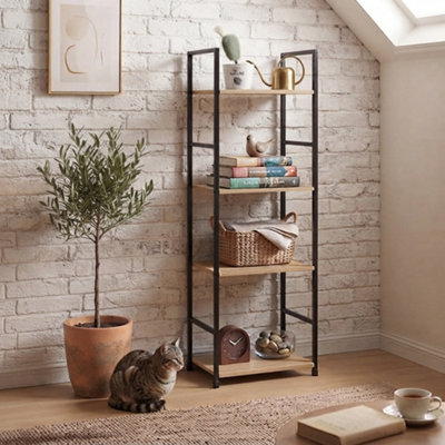  - 4 Tier Bookshelf Storage Rack Bookcase Shelving Unit For Office Study Living Room Bedroom Oak 29 X 23.5 X 112 Cm