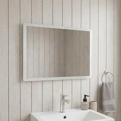  - 600X450mm Frameless Bevelled Edge Rectangular Bathroom Mirror Wall Mounted Vertical Or Horizontal Design