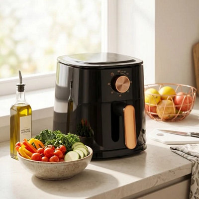 B&Q 5.5L Manual Air Fryer 1800W Oil Free Healthy Fryer Black