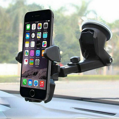 B&Q Universal 360 Car Phone Holder Suction Mount Dashboard Windscreen Stand