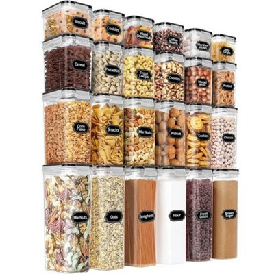 B&Q 24 Piece Airtight Food Storage Container Set For Kitchen Pantry Organisation