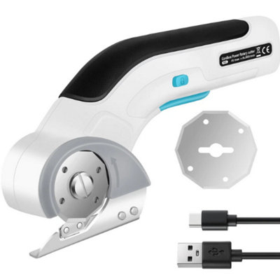 B&Q Cordless Electric Rotary Cutter Rechargeable Fabric Cardboard Carpet Scissors
