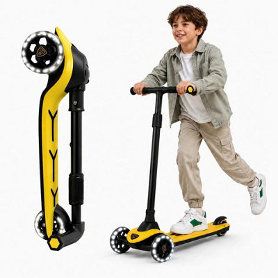 B&Q 3-Wheel Scooter With Led Light-Up Wheels, Foldable Design & Adjustable Handlebar