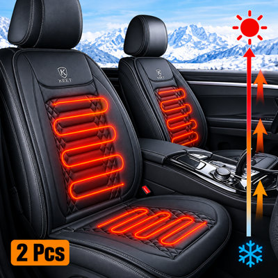 B&Q 2Pcs 12V Heated Car Seat Cover Cushion Warmer Universal Winter Auto Seat Cover
