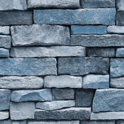 Zed Décor Zed Decor Stone Brick Effect Blue Vinyl Wallpaper Hm12-1504 from B&Q