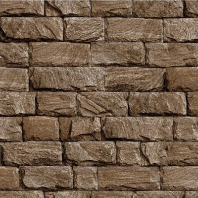 Zed Décor Zed Decor Stone Brick Effect Brown Smooth Pvc Wallpaper Hm12-0204 from B&Q