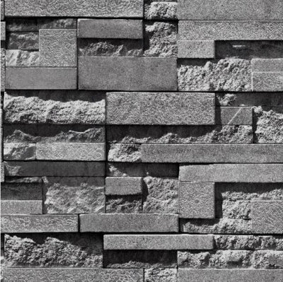 Zed Décor Zed Decor Charcoal/grey Slate Stone Brick Effect Smooth Vinyl Wallpaper Hm12-1305 from B&Q