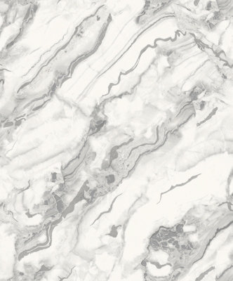 Zed Décor Zed Decor Modern Monochrome Liquid Marble Vinyl Wallpaper 621007 from B&Q