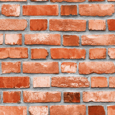 Zed Décor Zed Decor Realistic 3D Rustic Brown Brick Loft-Style Wall Vinyl Wallpaper 621013 from B&Q