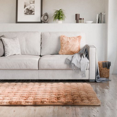 Deluxe Faux Fur Rug In Cappuccino from B&Q